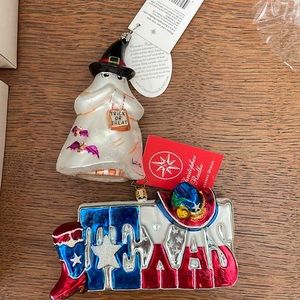 Christopher Radko Texas and cute ghost ornament